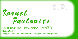 kornel pavlovits business card